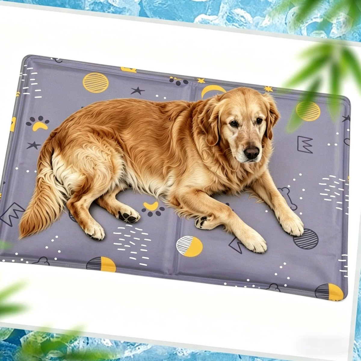 Koeldeken voor honden en katten, 65 x 50 cm, koelmat voor honden en katten, niet giftig, voor katten en kleine honden in de zomer, maanpatroon