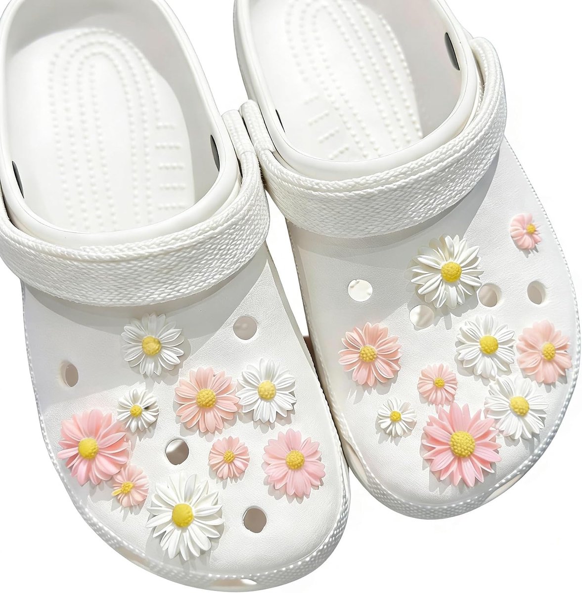 Bedels crocs, 18 stuks leuke madeliefjes schoenbedels voor klompen, schoendecoratie, bedels, accessoires voor vrouwen