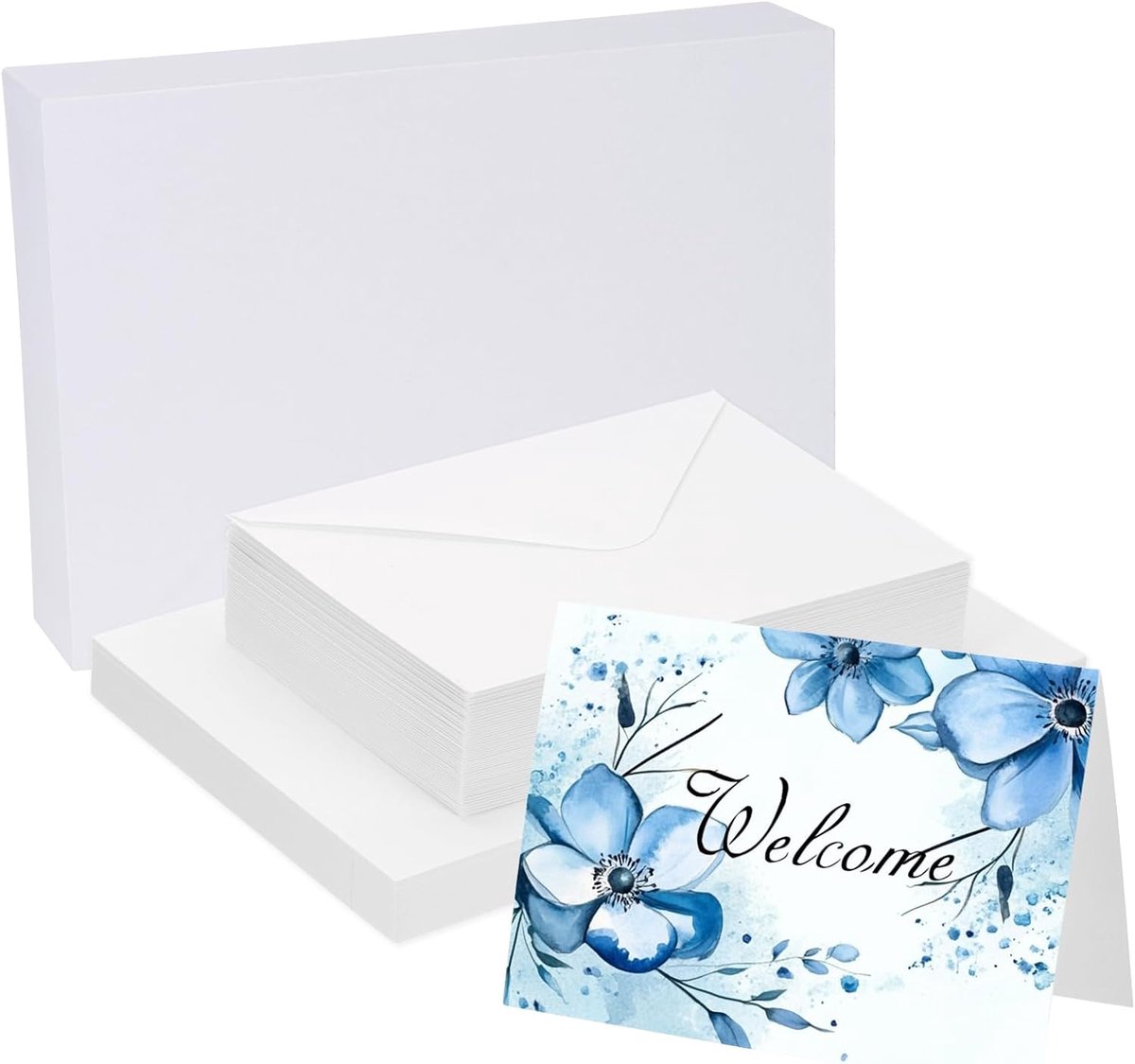 Aquarelkaarten van katoenpapier, 25 sets met enveloppen, 300 g/m², 12,7 x 17,8 cm, wit