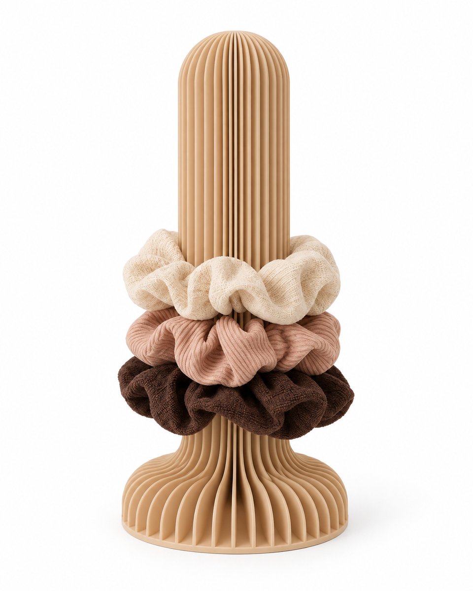 Scrunchie Houder – Haaraccessoire Organizer – Haar Elastiekjes Houder – 3D Geprint – Modern Geribbeld Design