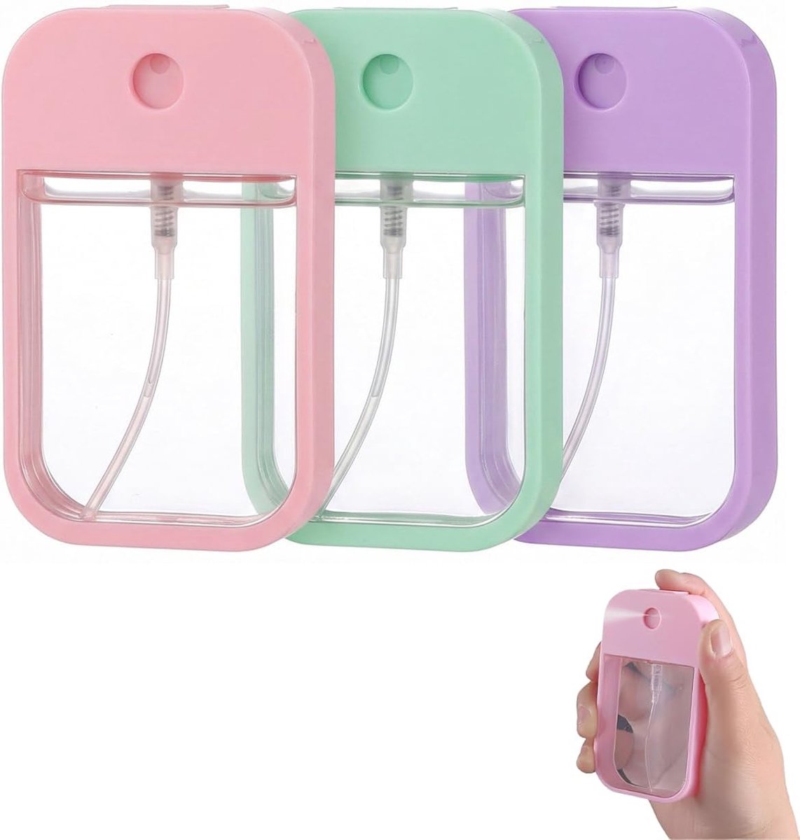 set van 3 stuks, 45 ml, navulbare reisspuitfles voor parfum, lekvrije mini-verstuiver in roze/groen/paars, perfect om te vullen en op reis