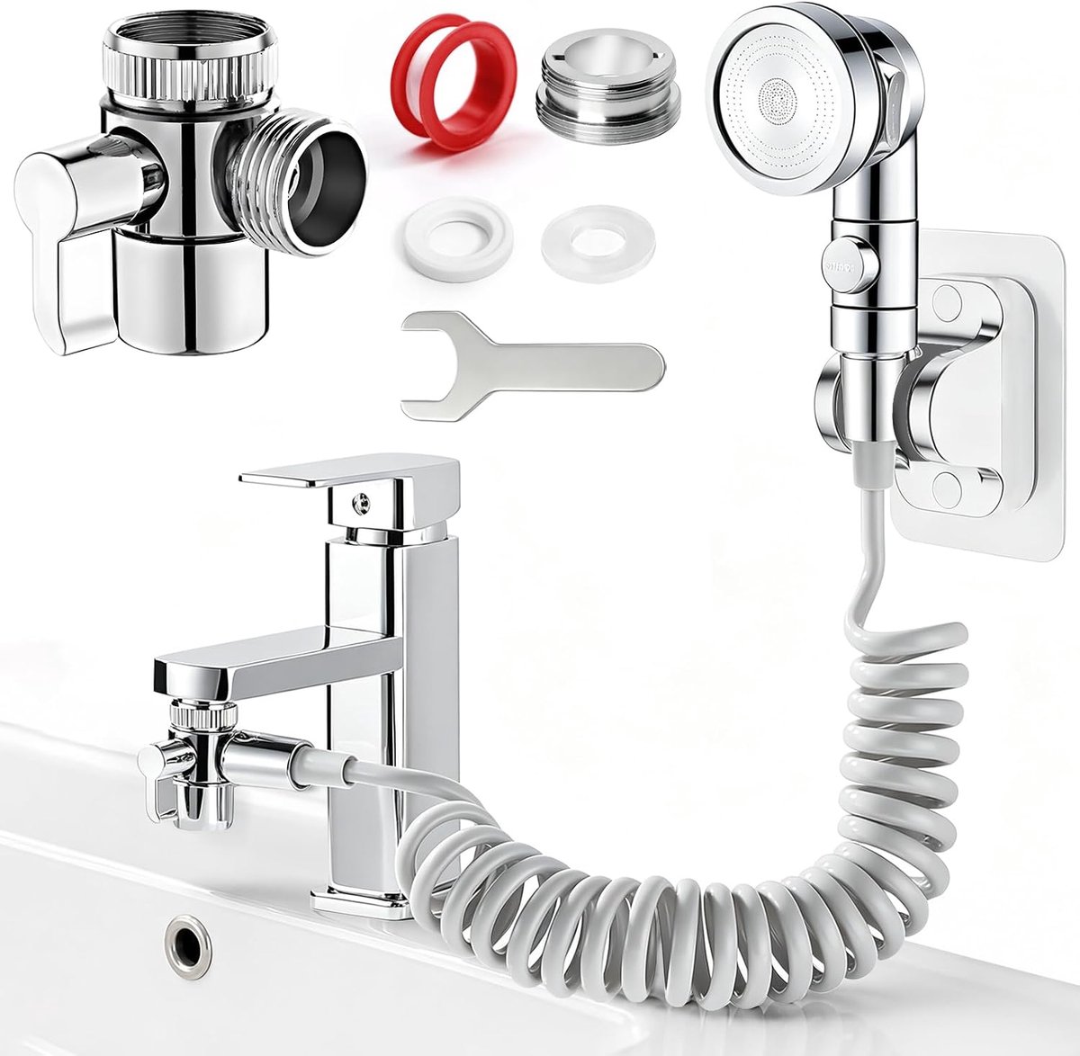 Handdouche set met 2 m slang, 3 modi grijs