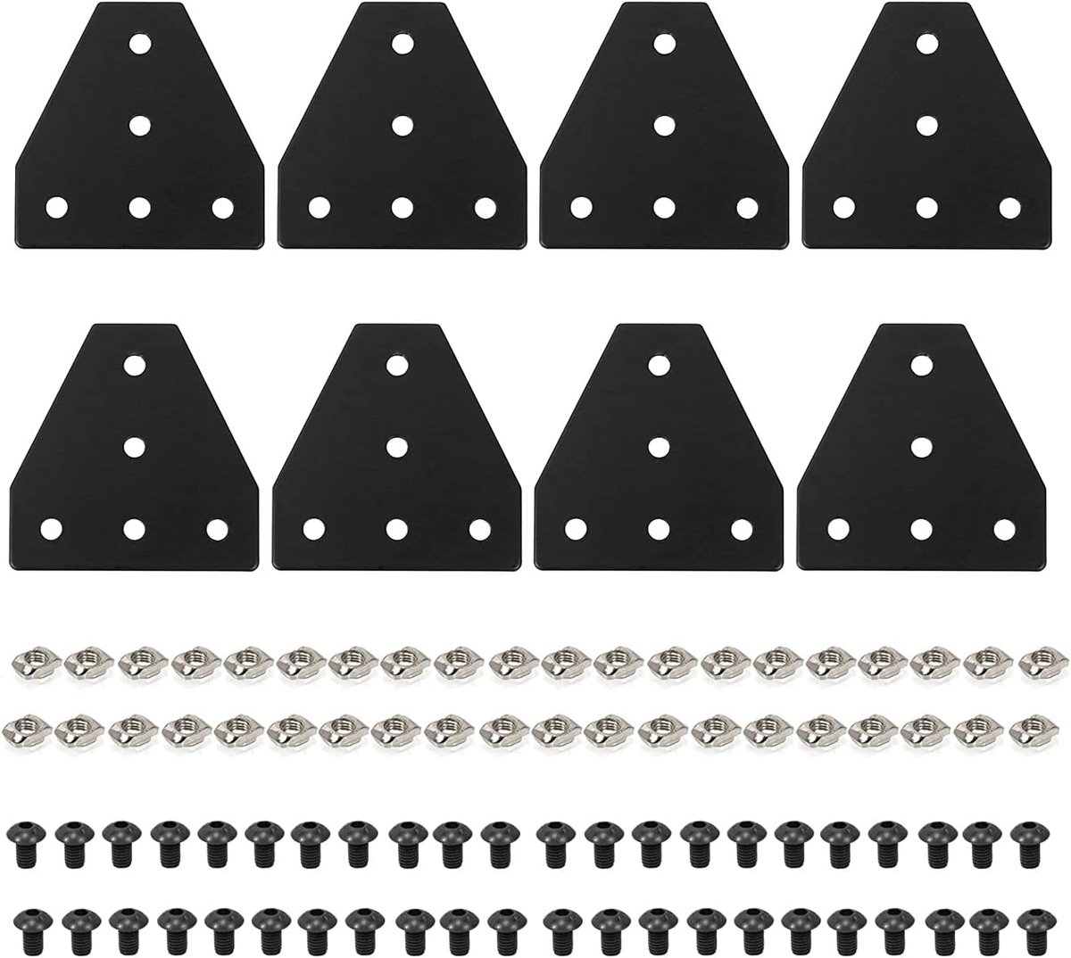 Verbinder 20x20 Profilverbinder T 8 Stück mit 40Stück M5-Muttern, 40Stück M5-Schrauben, für 3D-Drucker, Graviermaschine