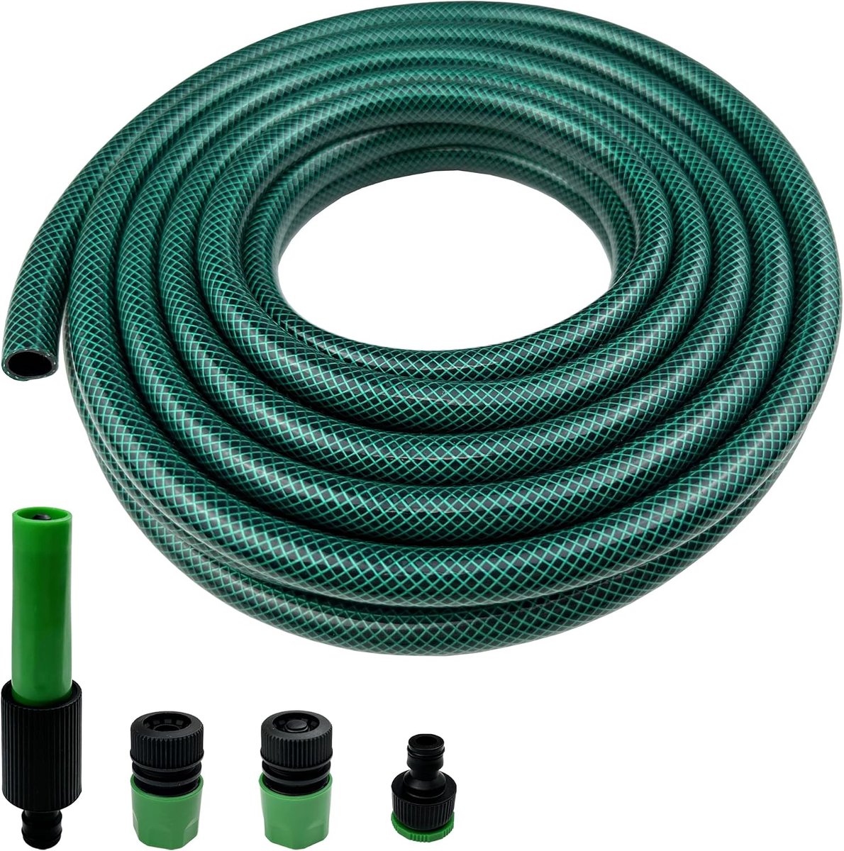 Korte PVC‑tuinslang met kunststof snelkoppeling