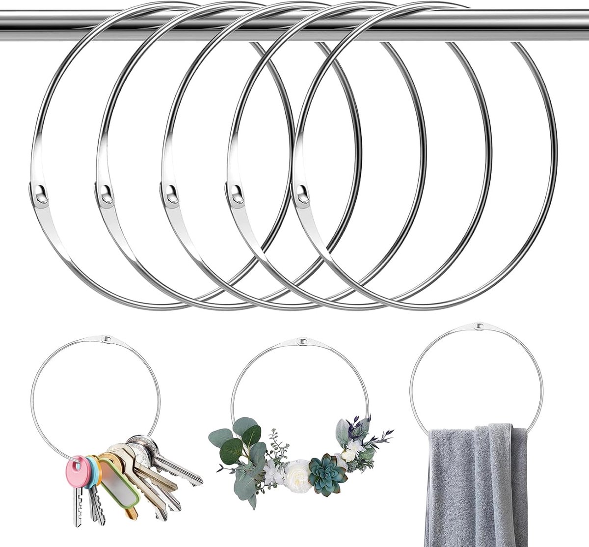 5 stuks grote bindringen – grote sleutelhangers van 150 mm – grote metalen ring – groot formaat 150 mm, geschikt voor het ophangen van sleutels, servetten en stropdassen