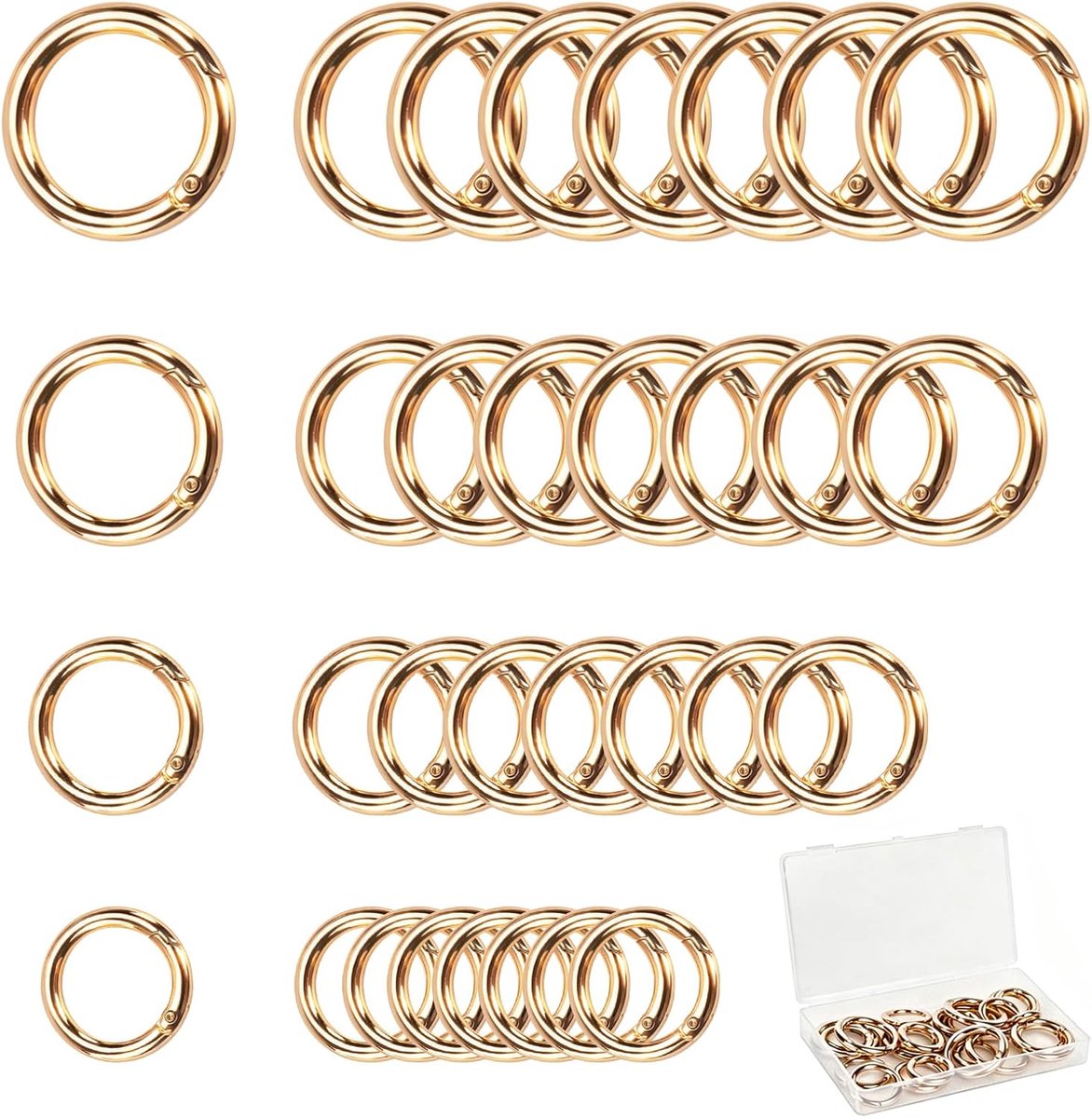 16 STKS Spring O Ring, zinklegering Ronde Karabijnhaak Snap Trigger Gesp, Haken Clip DIY Accessoires 4 Stijlen voor Sleutelhangers, Tas, Portemonnee en Handtas