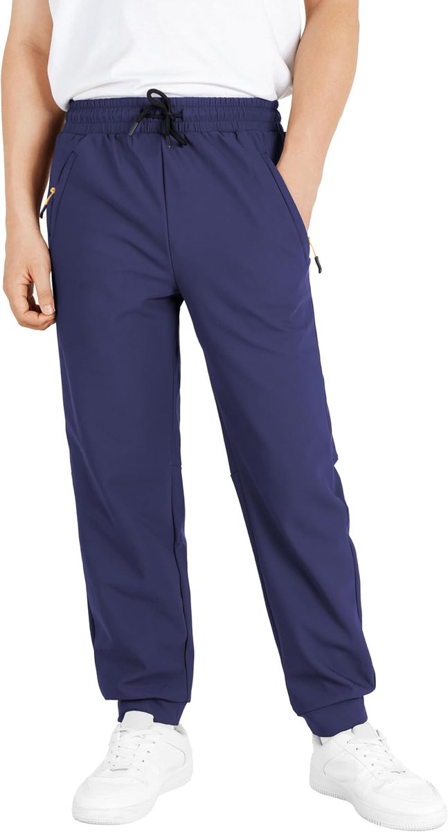 Sportbroek voor jongens, trainingsbroek, sport, joggingbroek, kinderen, stretch, waterdicht, joggingbroek met zakken met ritssluiting