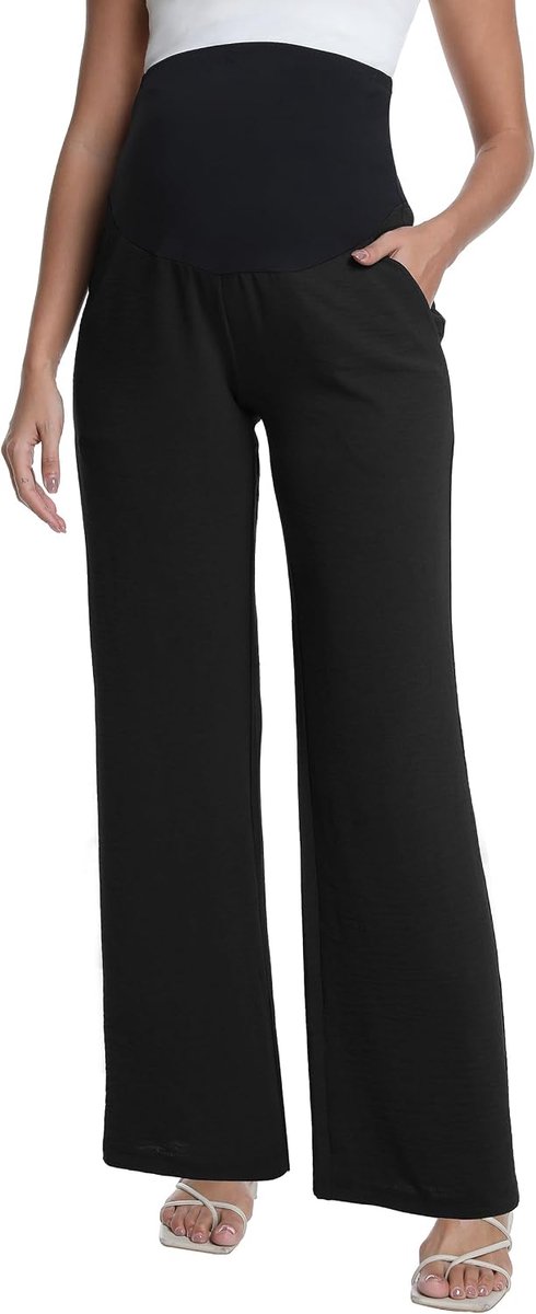 Zwangerschapsbroek voor dames, brede pijpen, vloeiende lounge, zwangerschapsbroek, zomerbroek, strandbroek