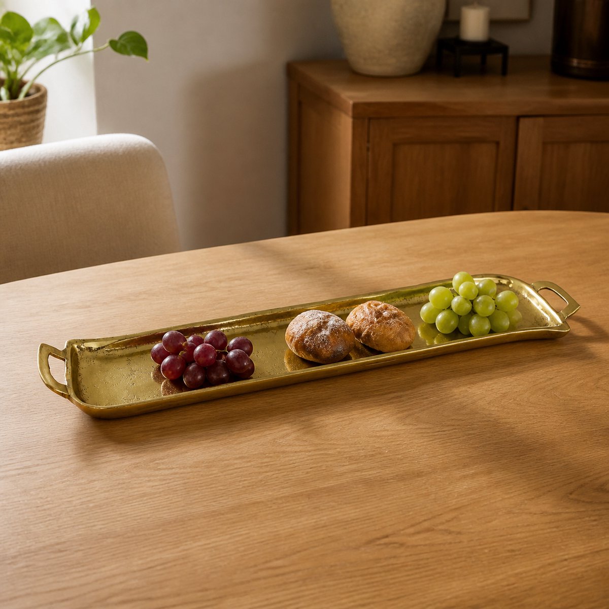 Hoppa! - Dienblad - Langwerpig met Handgrepen - Goud - 60 x 13 x 4 (B x D x H)