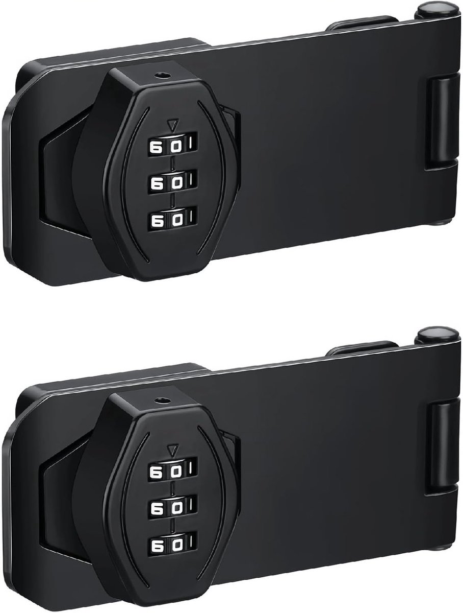 2 stuks vergrendelbare kastslot, haas-wachtwoord, zwart, zinklegering, kastslot, 10 cm cijferslot voor kleine deuren, kasten, schuurdeur, badkamer, outdoor