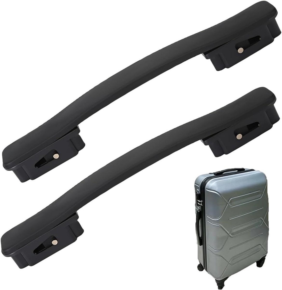 2 Stuks Koffergrepen Vervanging Zwart PVC Antislip 21,3cm Gatafstand 10,5cm 19cm