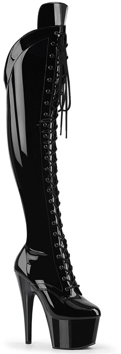 Pleaser - ADORE3014 Plateau overknee Laarzen - US 8 - 38 Shoes - Zwart