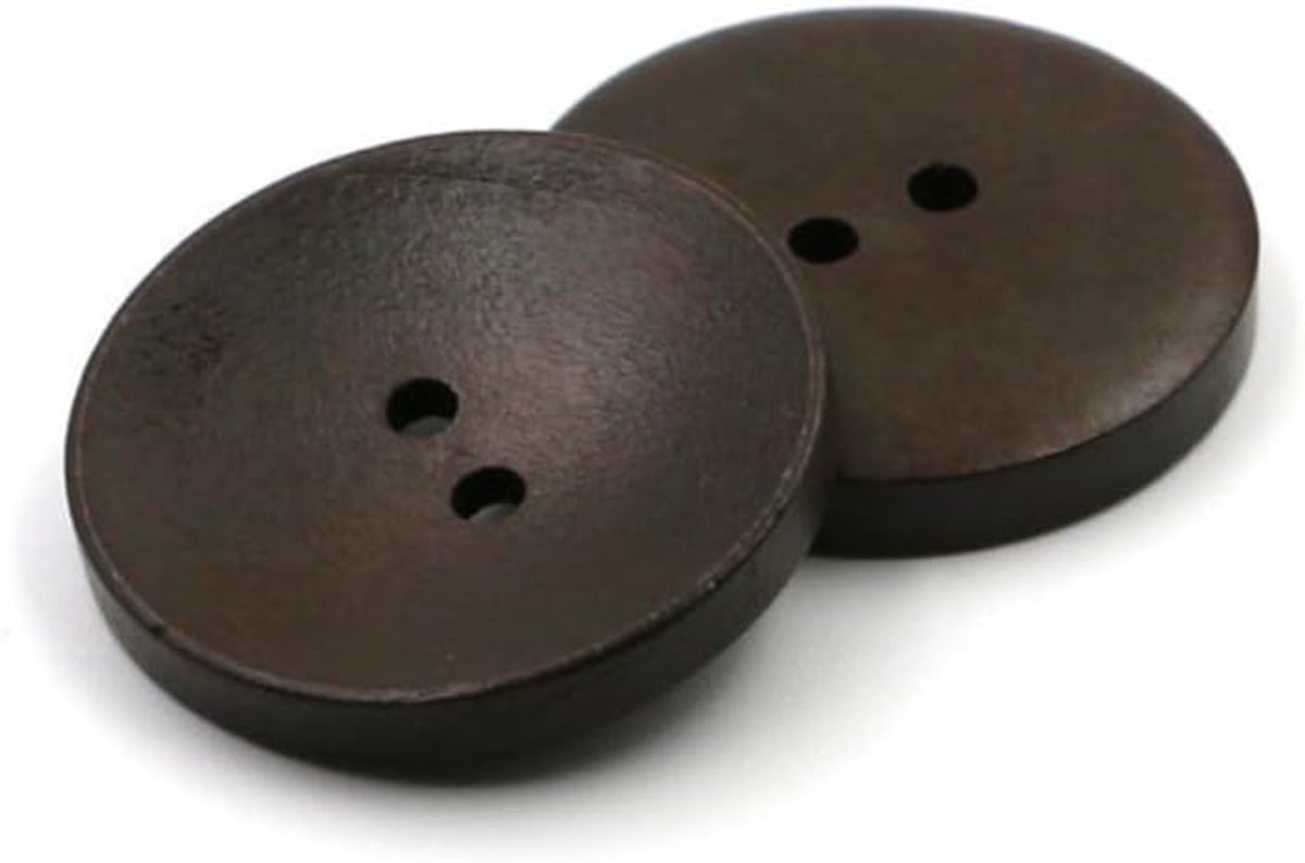 40 stuks 23 mm natuurlijke houten knoppen handgemaakte knoppen ronde houten knoppen met 2 gaten voor DIY knutselen, handwerk, breien, naaien van kleding, jassen, hoeden, tassen, donkere koffie A