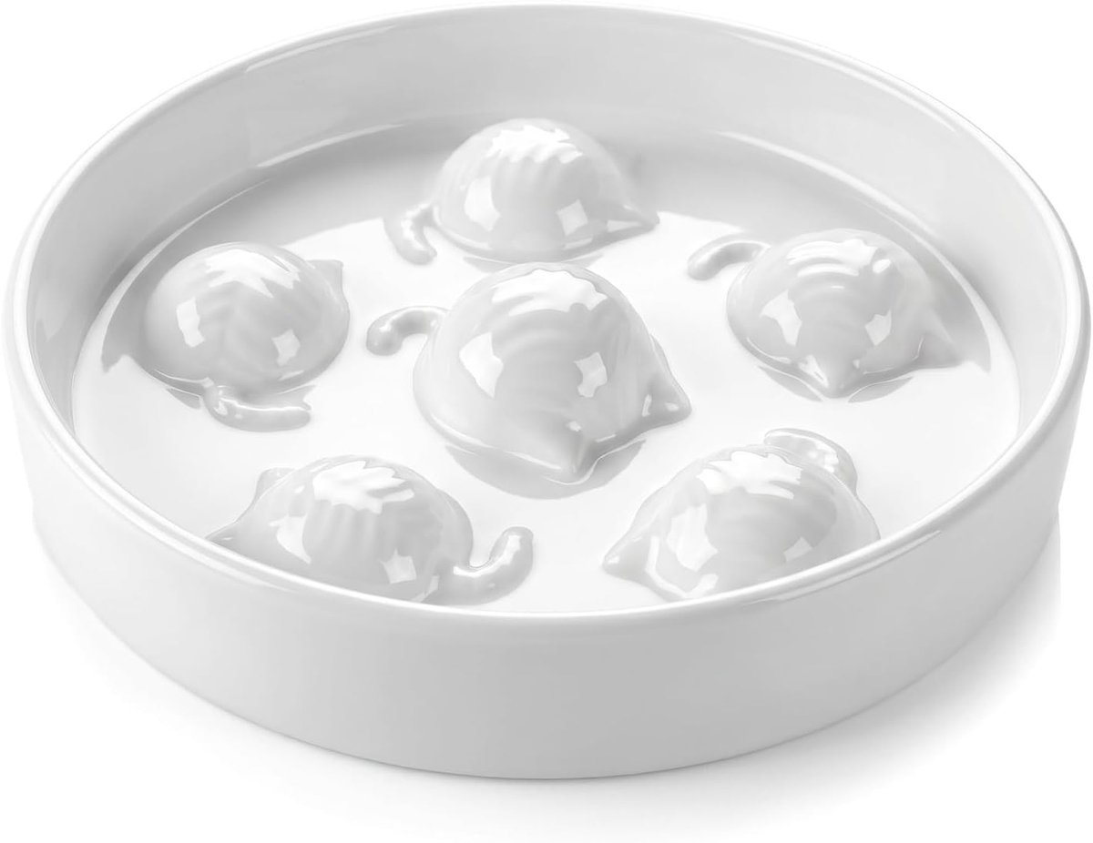 Anti-verstoppingsbak voor katten, van keramiek, voor langzaam voeden, vaatwasser en magnetron, antislip, voor katten en kleine honden, perfect voor natte en droge honden