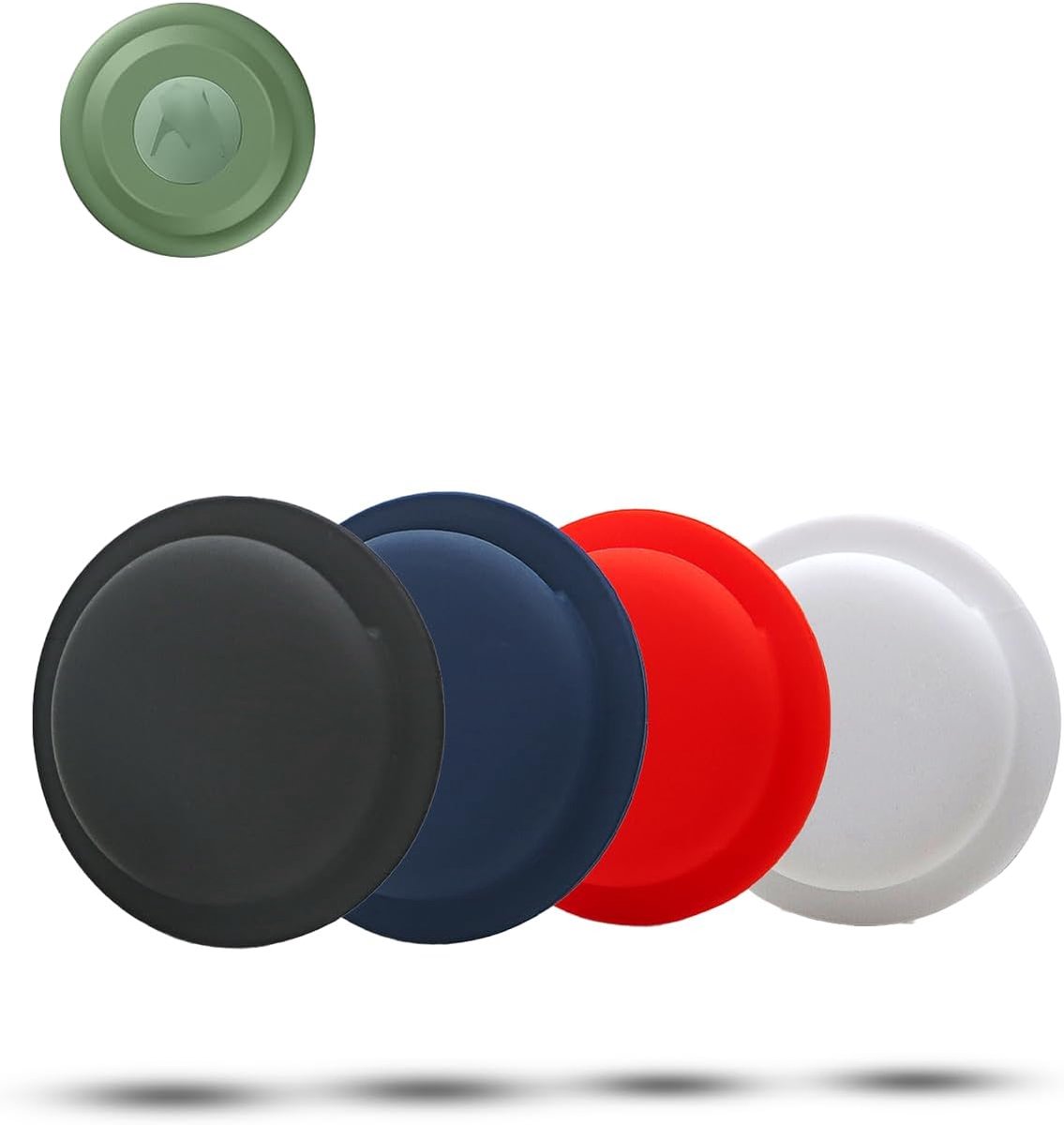 4-pack zelfklevende siliconenhoesjes voor Motorola Moto Tag Anti-Loss Tracker, daunke Full Protection Cover (geschikt voor ouderen, rugzak, bagage, kinderen) krasbestendige, (wit, zwart, blauw, rood)
