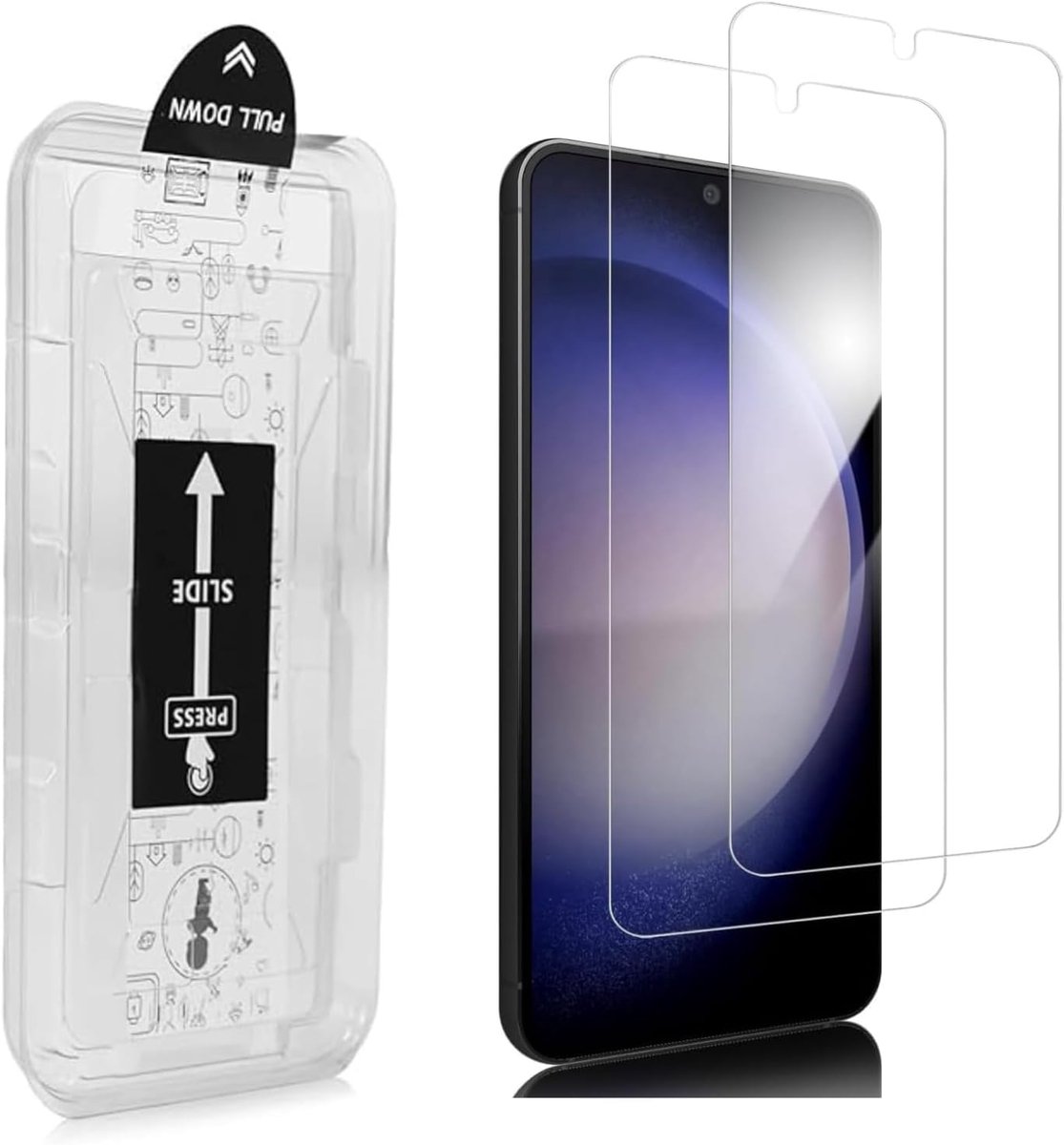 Screen protector voor Samsung Galaxy S22/S23, 2 stuks krasbestendige displaybeschermfolie, HD helder, zonder luchtbellen, Ultra Boven 9H+ Gehard glas