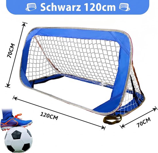 Voetbaldoel voor kinderen, set van 2, 120 cm, blauw, opvouwbaar — afbeelding 2