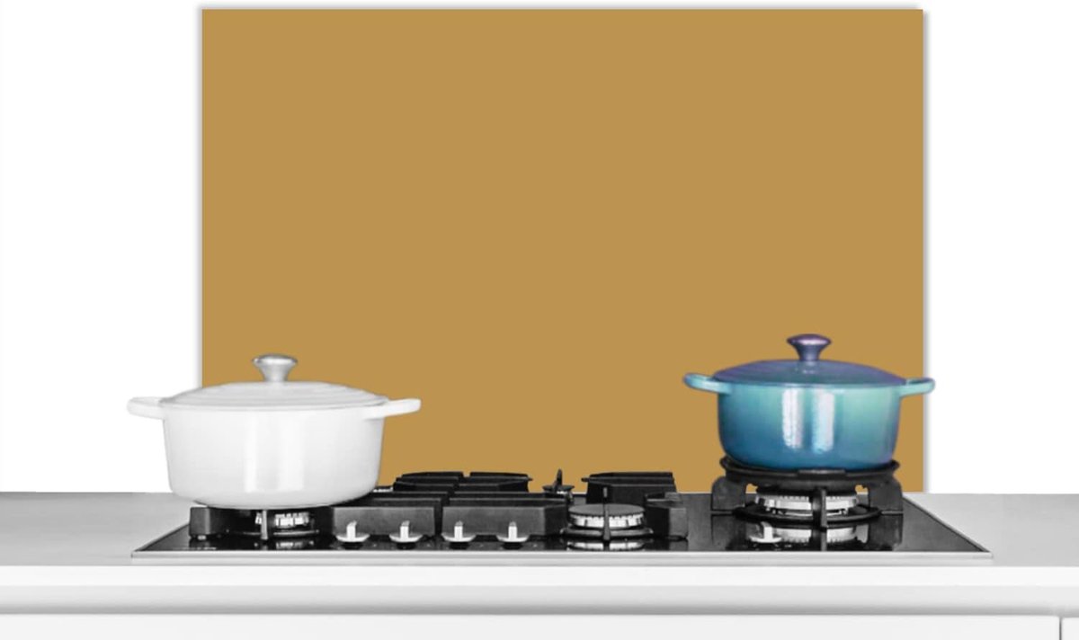 Spatscherm Keuken - 80x55 cm - Okergeel - Kleur - Herfst - Geel - Effen - Kleuren