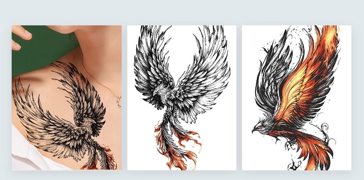 Tijdelijke Phoenix Tattoo Oosterse Tattoo Plaktattoo XQB1098 1100