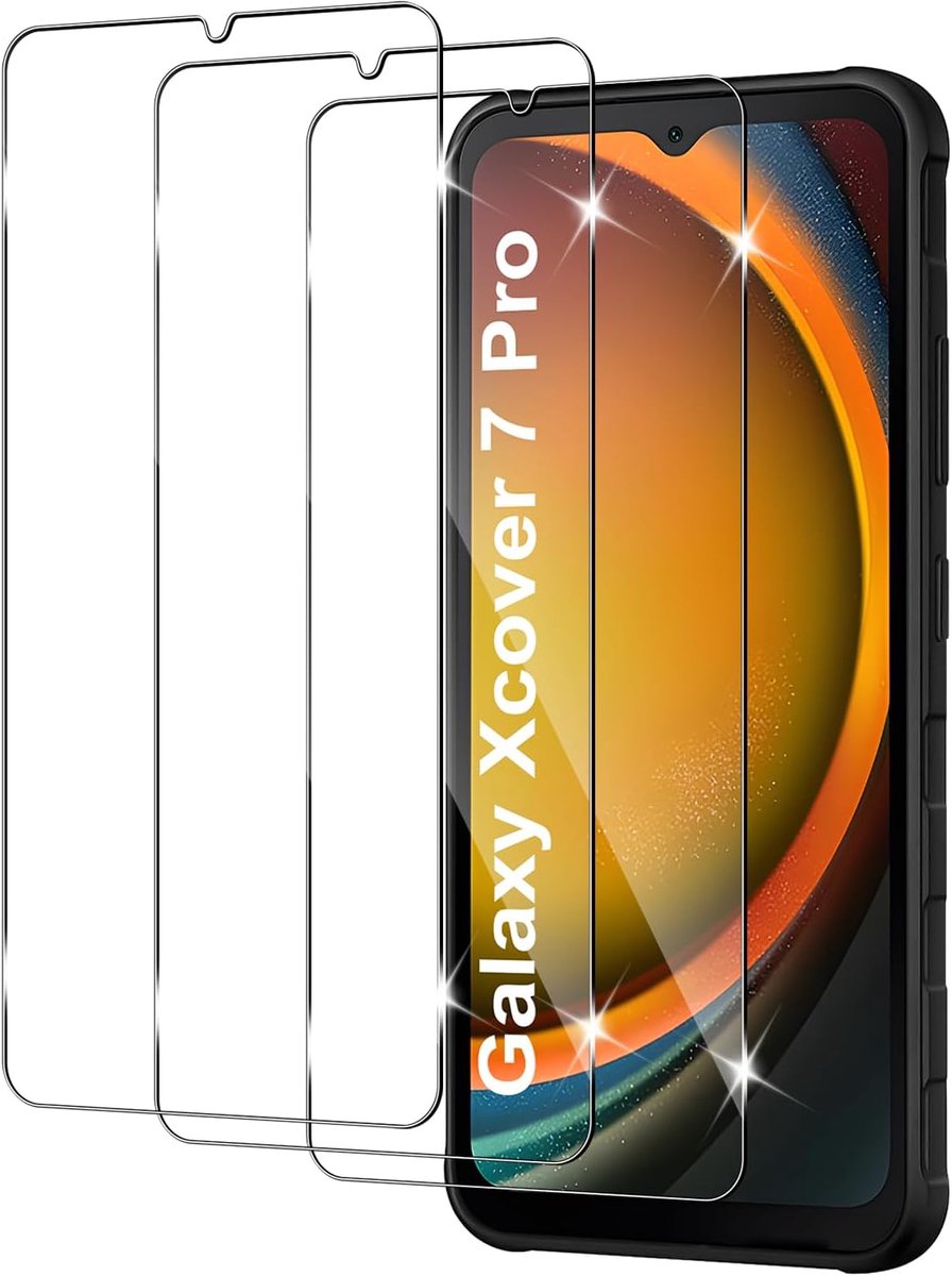 Beschermfolie voor Samsung Galaxy XCover 7/7 Pro voor pantserglas, 3 stuks 9H hardheid glasfolie, anti-kras veiligheidsglas, anti-luchtbelvrije displaybescherming voor Samsung X cover 7