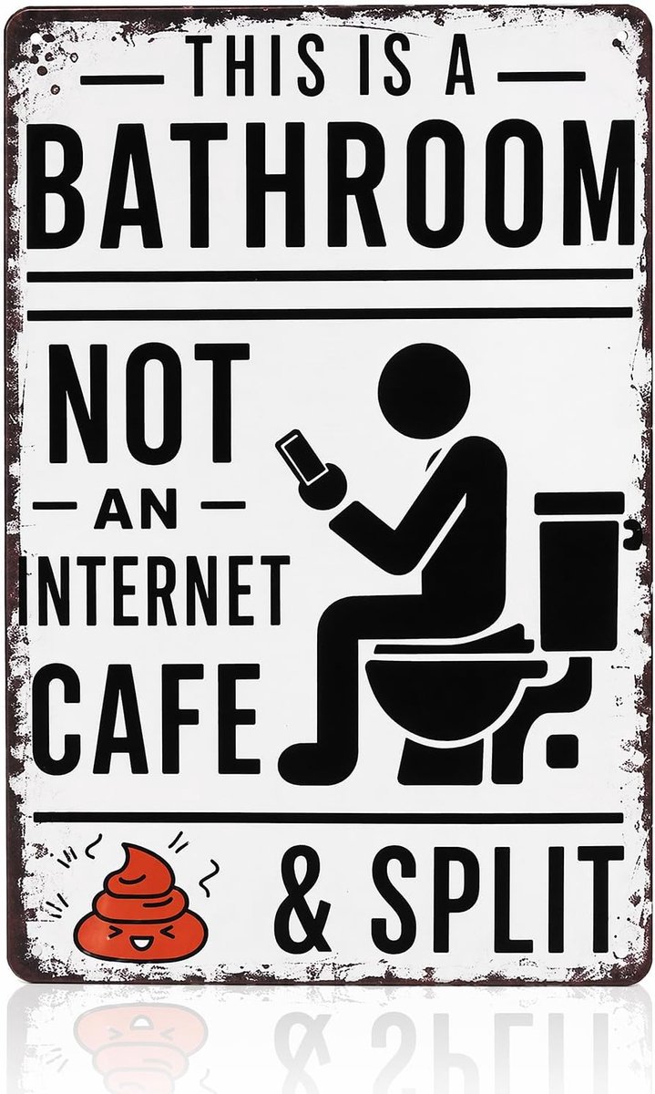 metalen tinnen bord "This is a Bathroom Not an Internet Cafe" - grappig wandbord van aluminium, rustiek decor voor badkamer, huis, kantoor, slaapzaal en boerderij (retro kleur)
