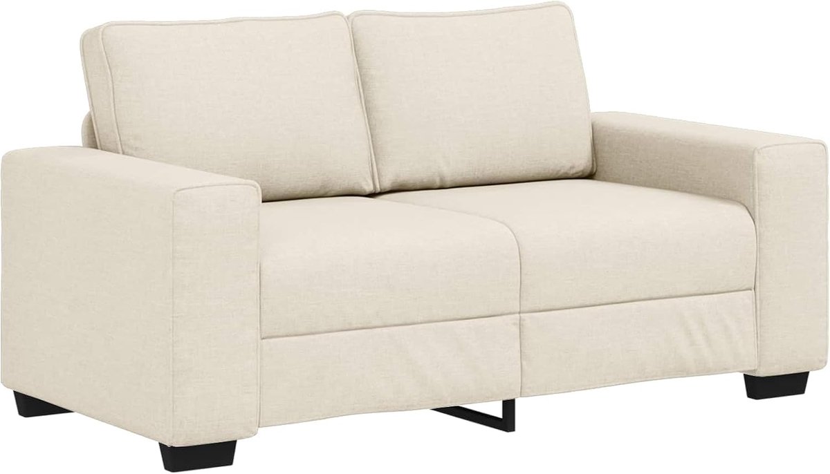 2-zitsbank met kussen in beige 160 x 77 x 82 cm van linnen zitmeubel voor woonkamer en kantoor