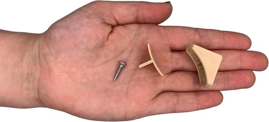 (Pack van 100 stuks) Beige plankbeugels 24 x 24 mm, meubelhoekverbindingen, 90 graden kunststof hoekbeugelverbinding, rechte hoek, schroeven inbegrepen (100, beige) — afbeelding 3