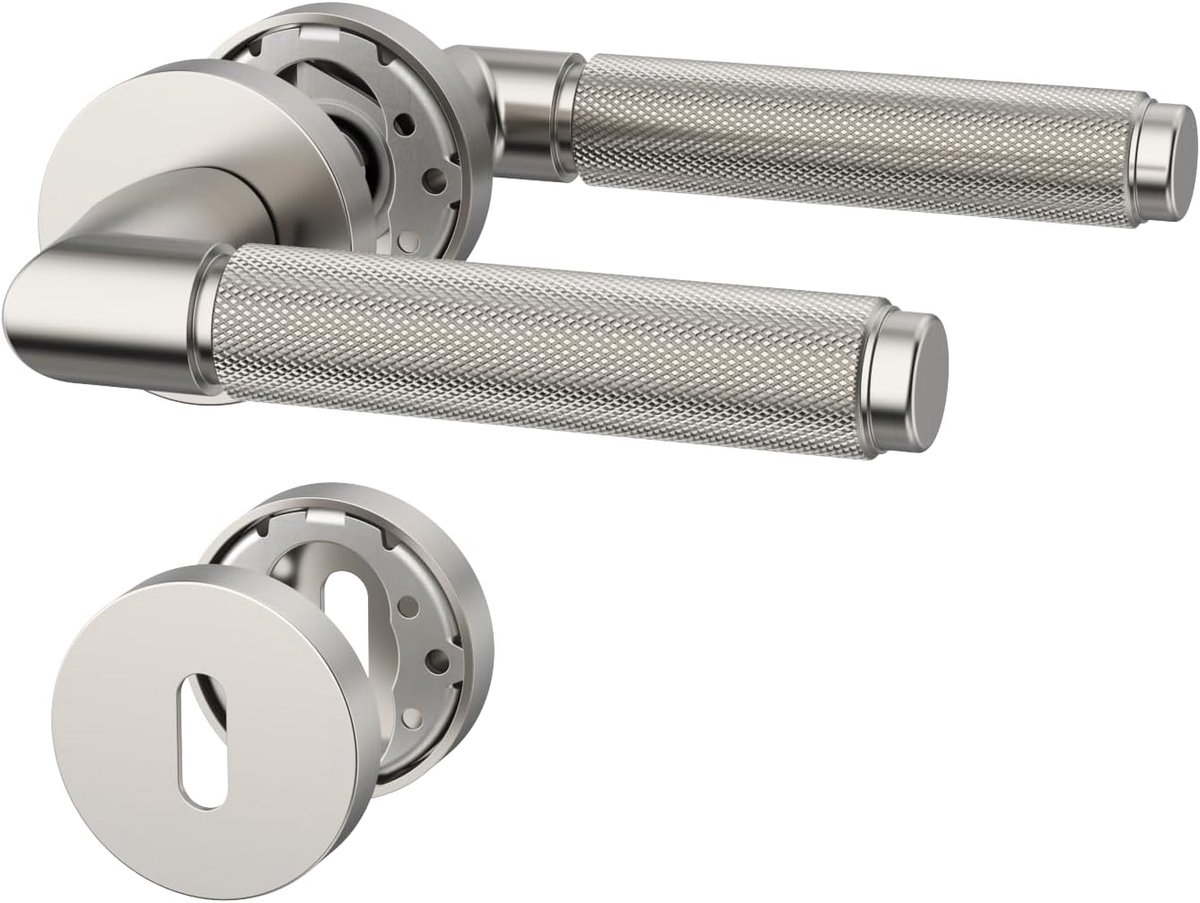 Deurklinkset aluminiumlegering geborsteld nikkel klinkgarnituur voor BB deurklink voor kamerdeuren UK0098