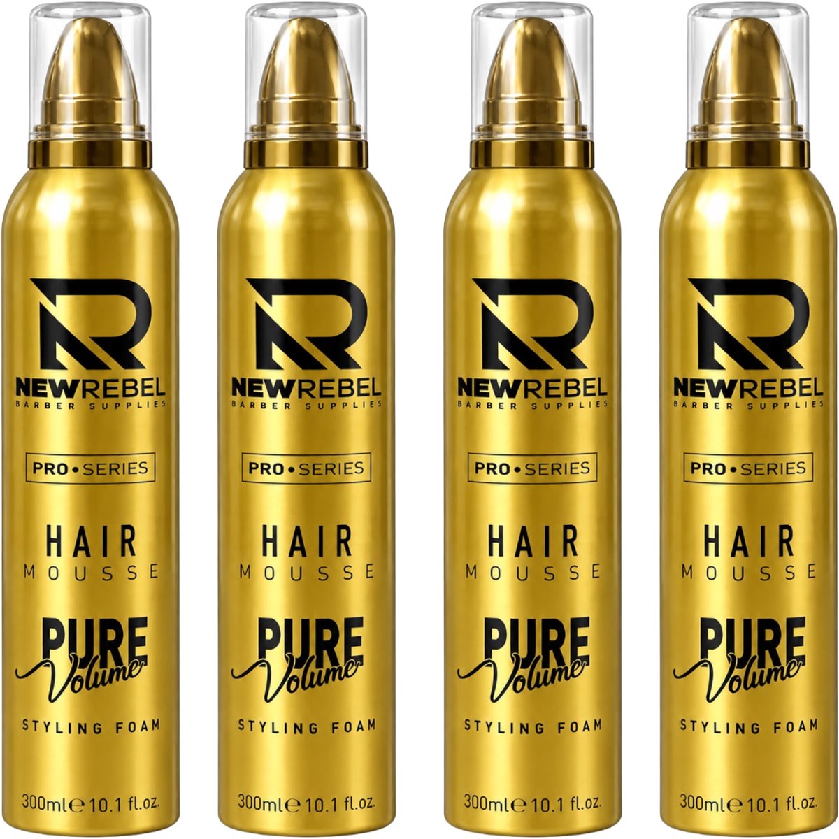 NEW REBEL Hair Mousse 4x 300 ml – Haarmousse voor Volume & Styling – Styling Mousse met Sterke Hold – Voor Dames & Heren – 1200 ml