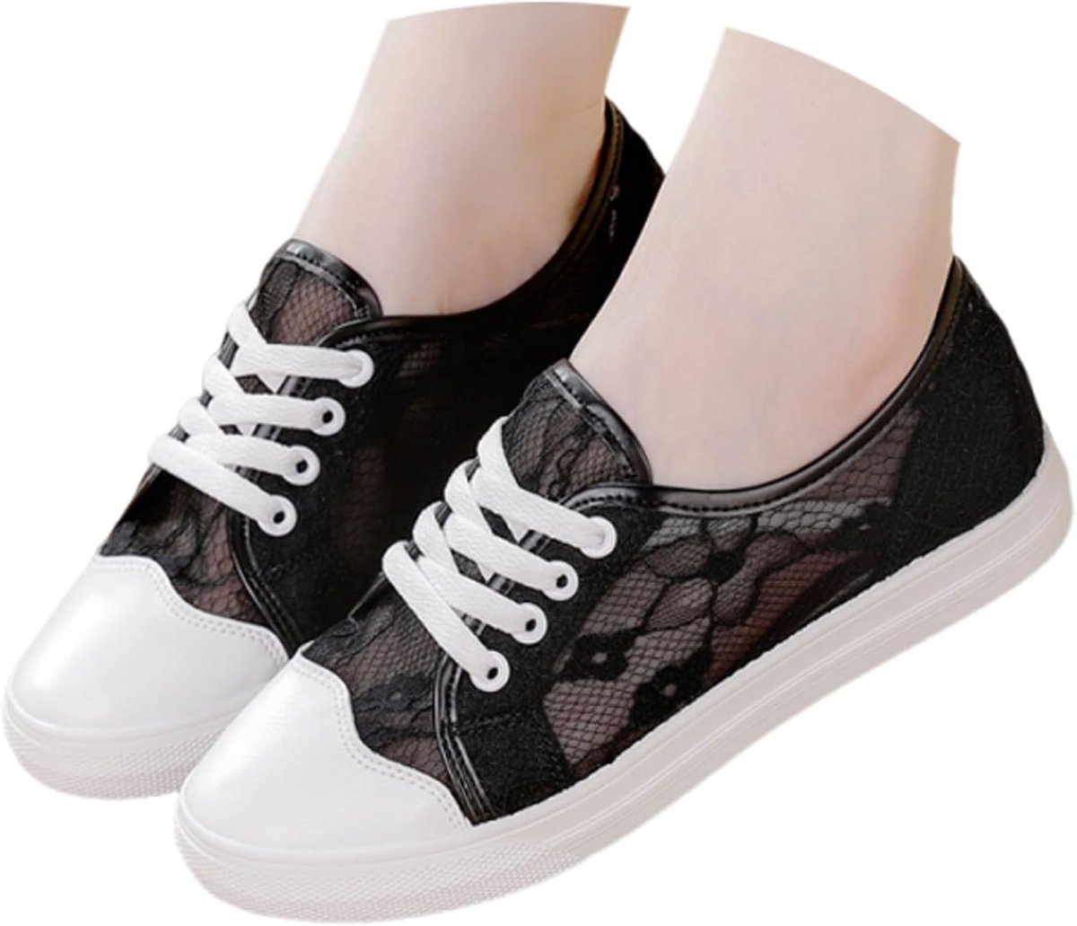 Trachten Weiße Sneaker Damen Spitzen - Dirndl Schuhe Flach Trachtenschuhe Mesh Sommerschuhe Bequem Bestickte Plateau Hochzeitsschuhe Brautschuhe Sommer Stoffschuhe Oktoberfest Turnschuhe, 35-43 EU