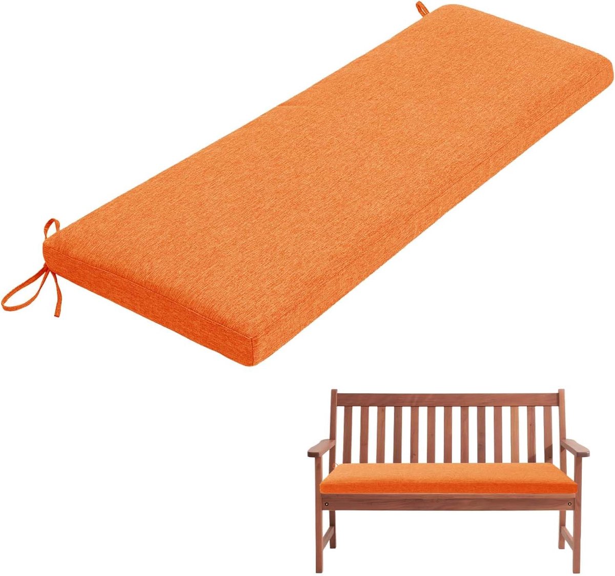 Generisch Bankauflage, Abnehmbarem Sitzkissen Banks, rutschfeste Gartenbank Auflage, Waschbar Sitzauflage Banks für Innen Outdoor Fensterbank Couch ban k Eckbank Auflagen,Orange,170x40x5cm