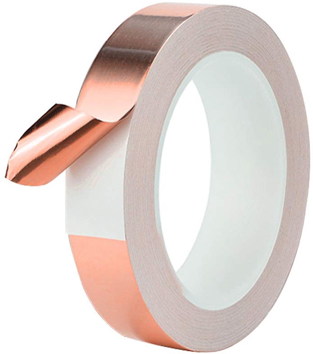 50 m x 20 mm premium koperfolie tape met geleidende lijm, voor EMI-afscherming, slakkenafweermiddel, papieren circuits, elektrische reparaties, aarding, ambachten DIY