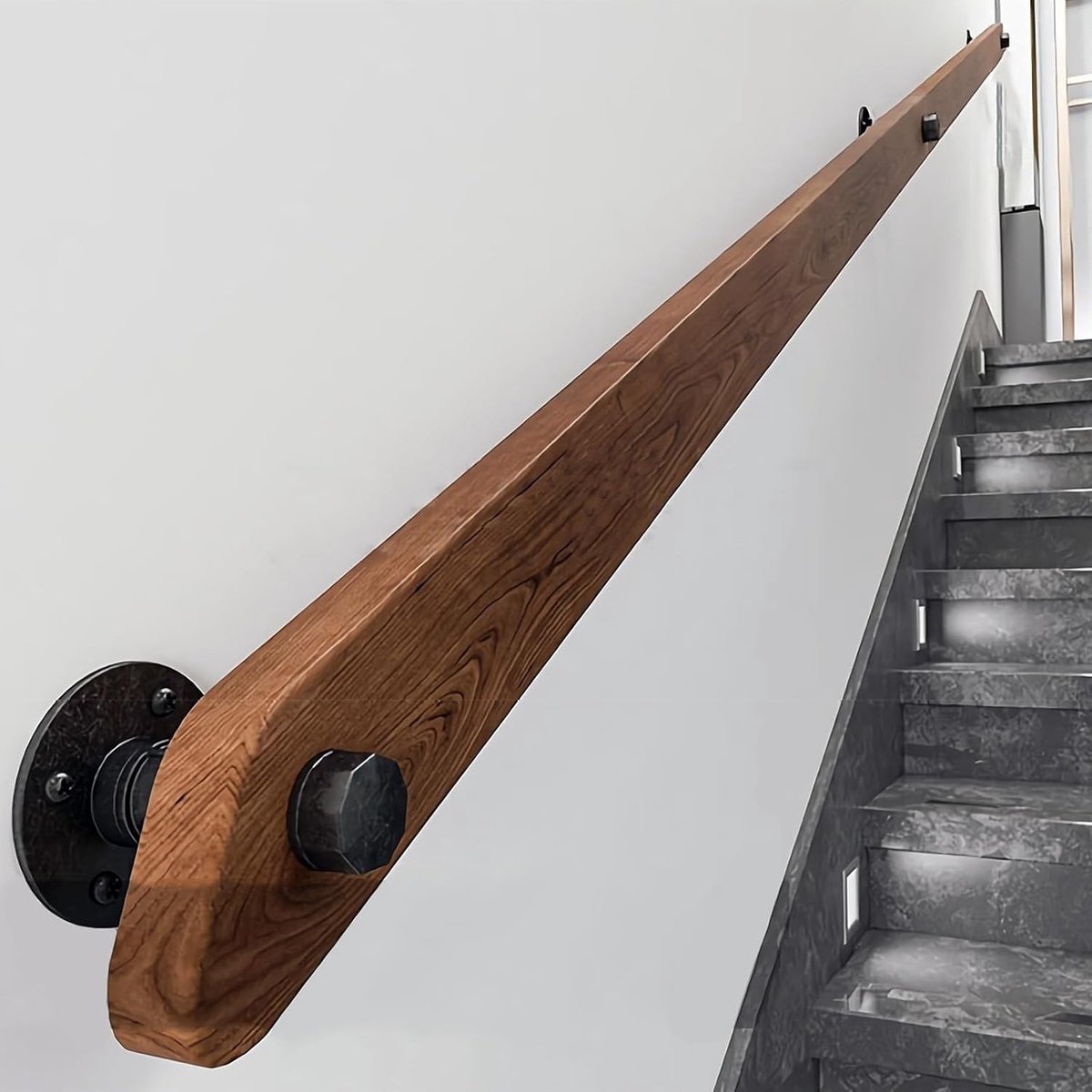Leuningen voor Trappen, Antislip Trapleuning met Beugels, Tegen de Muur Ouderen en Kinderen Veiligheidsgreep Kit, voor Binnengang Villa Gebouw Loft (Brown, 50cm)