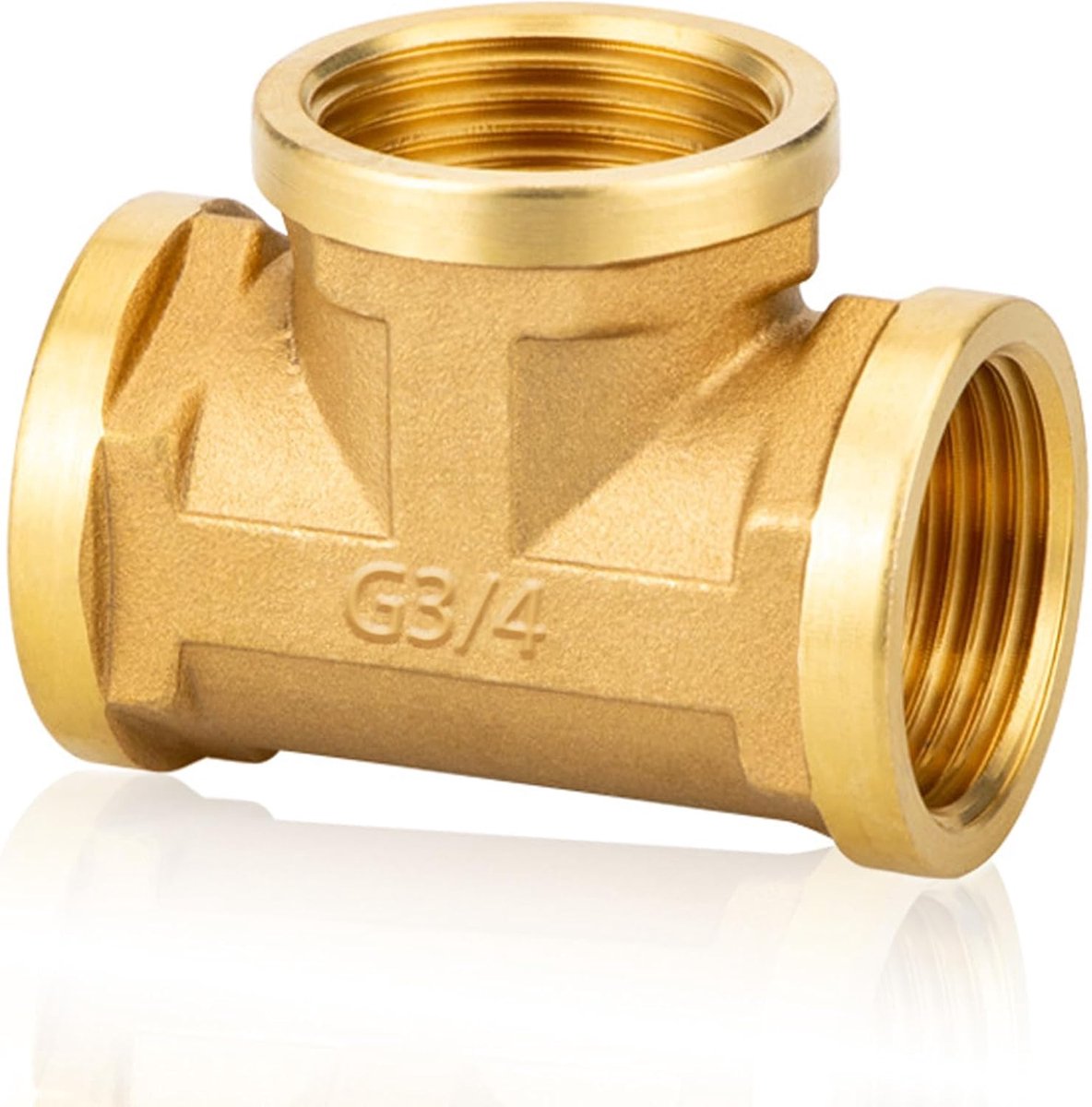 90° G3/4 inch Ig messing, messing T-stuk DN20, binnendraad voor drinkwater, schroefdraadfitting