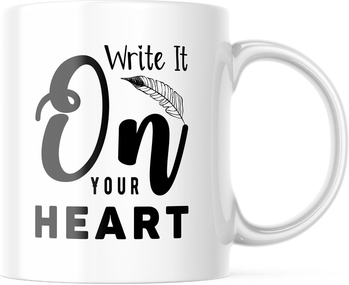 It On Your Heart Mok | Inspirerende Quote Koffiebeker | 330ml Keramische Beker voor Schrijvers | Christelijk Cadeau Idee
