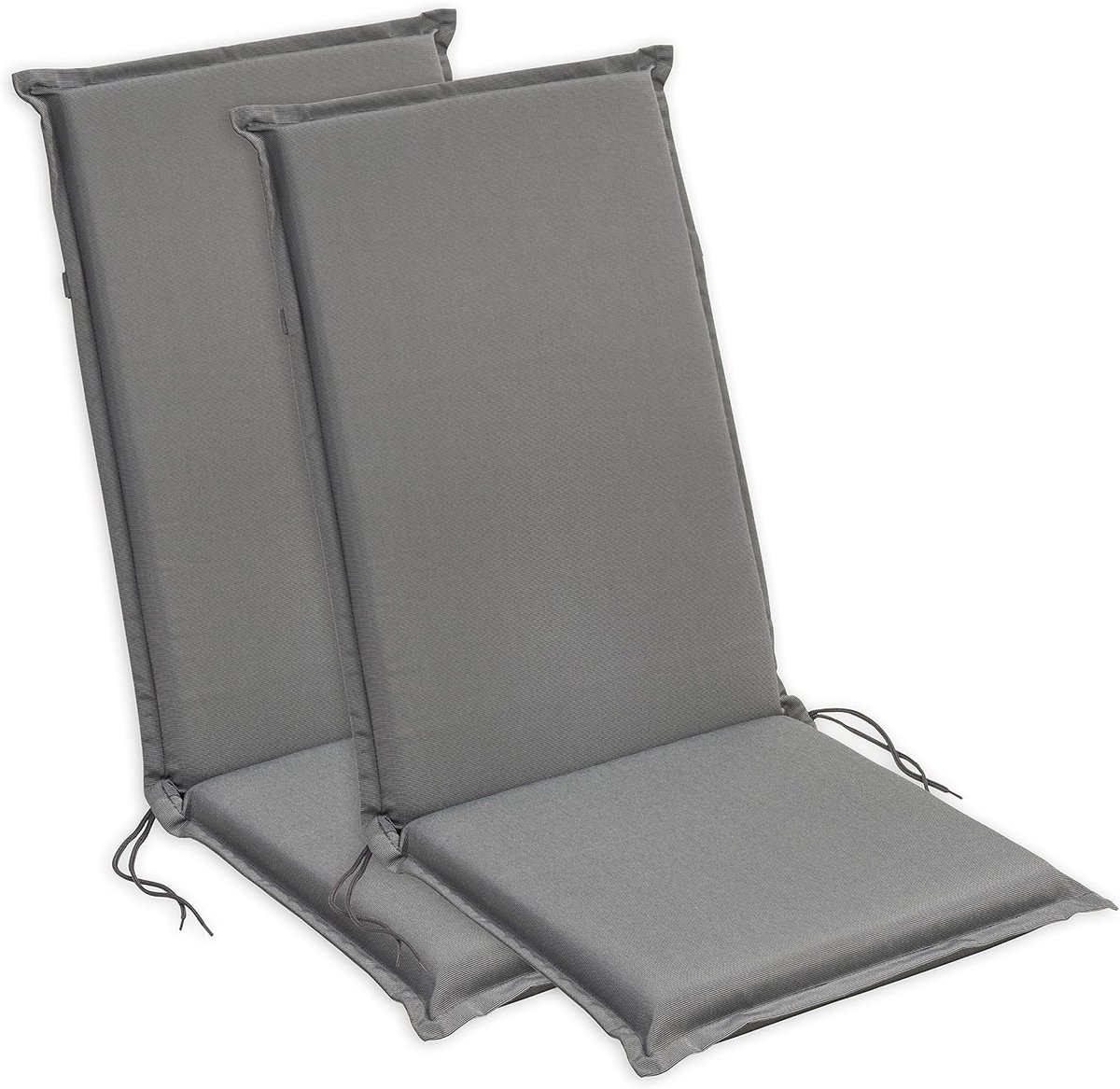 Sleepling Set van 2 comfortabele tuinstoelkussens, 120 x 50 cm, 6 cm dik, wasbaar, bevestigingsbanden, antracietgrijs