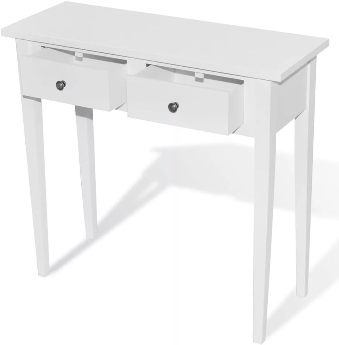 Consoletafel dressoir console houten tafel MDF + grenenhout bijzettafel met 2 laden 79 x 30 x 74 cm wit