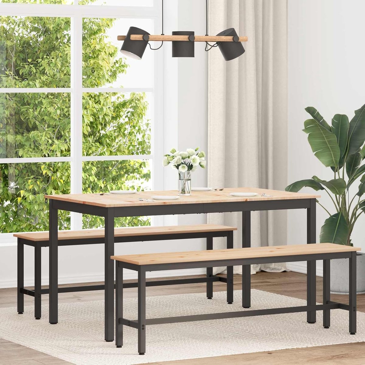 Grenenhout Moderne eethoek De Moderne Eettafel Naturel 140x80x75cm