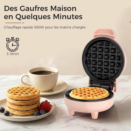 YASHE mini-wafelijzer - 10 cm - 550 W - antiaanbak - roze van YASHE® — afbeelding 5