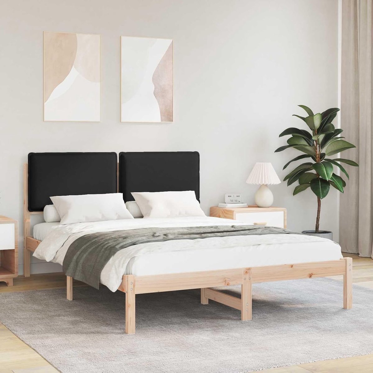 Grenenhout gestoffeerd hoofdeinde modern elegant 120x200 cm Bruin