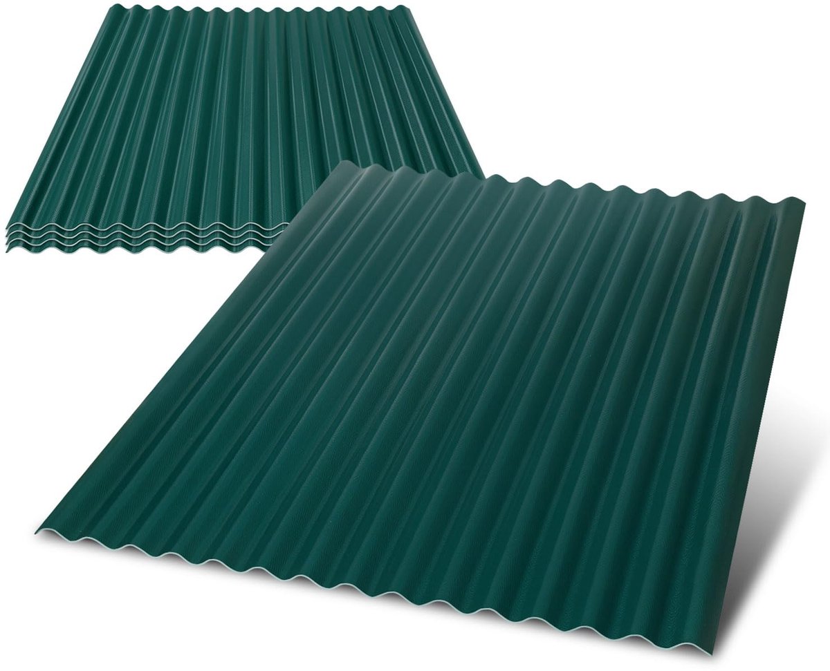 Golfplaten voor dak, 1,5 mm dik, robuust en weerbestendig, golfplaat, kunststof dak, voor tuin, terras, carport, gereedschapshuis, groen