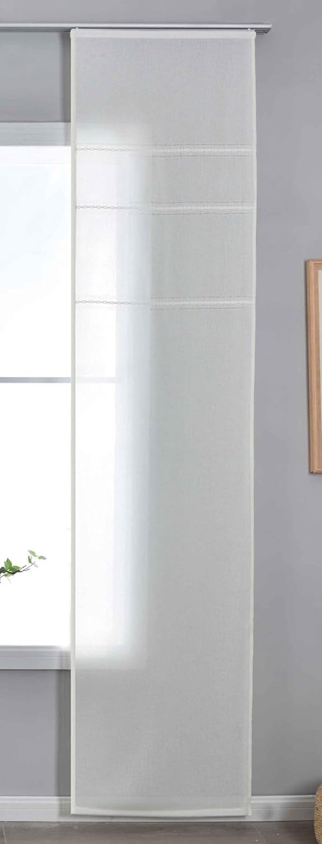 Halftransparant schuifgordijn met paneelwagen H x B 245 x 60 cm natuur »Leipzig« kettingpatroon lichtdoorlatend elegante structuur 202450P