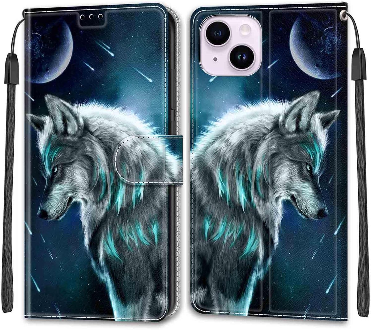 Portemonnee Telefoonhoes voor iPhone 14 Plus Wolf
