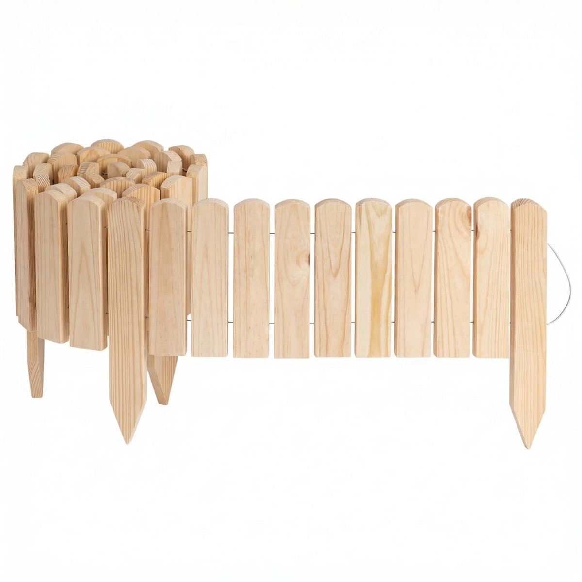 Creative Home Gazonrand Houten borderrand 200 x 20 cm (LxH) naturel, Flexibele borderomranding 20 cm Hoge tuinafscheiding om in de grond te steken, Ideaal als borderomranding
