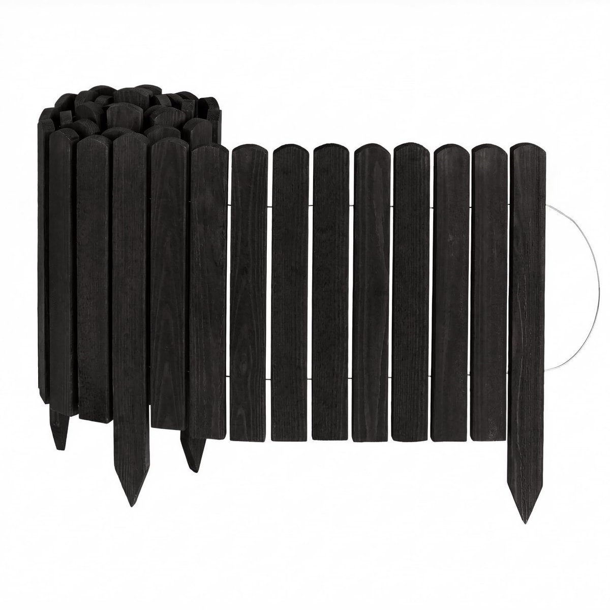 Creative Home Gazonrand Houten borderrand 200 x 40 cm (LxH) zwart, Flexibele borderomranding 40 cm Hoge tuinafscheiding om in de grond te steken, Ideaal als borderomranding