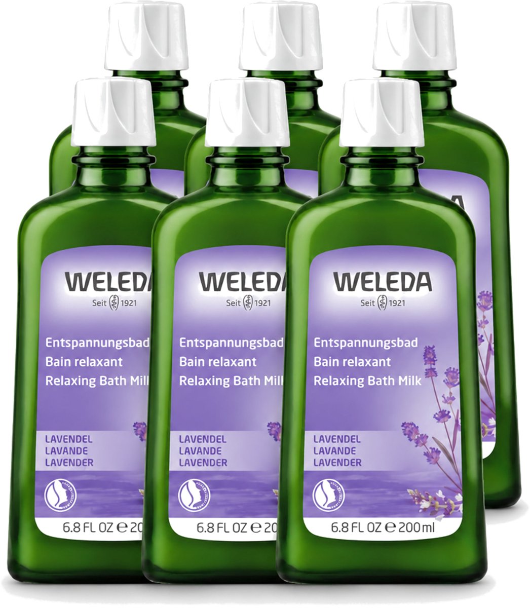 6 x WELEDA - Ontspanningsbadmelk - Lavendel - 200 ml - Voordeelverpakking - 6 stuks