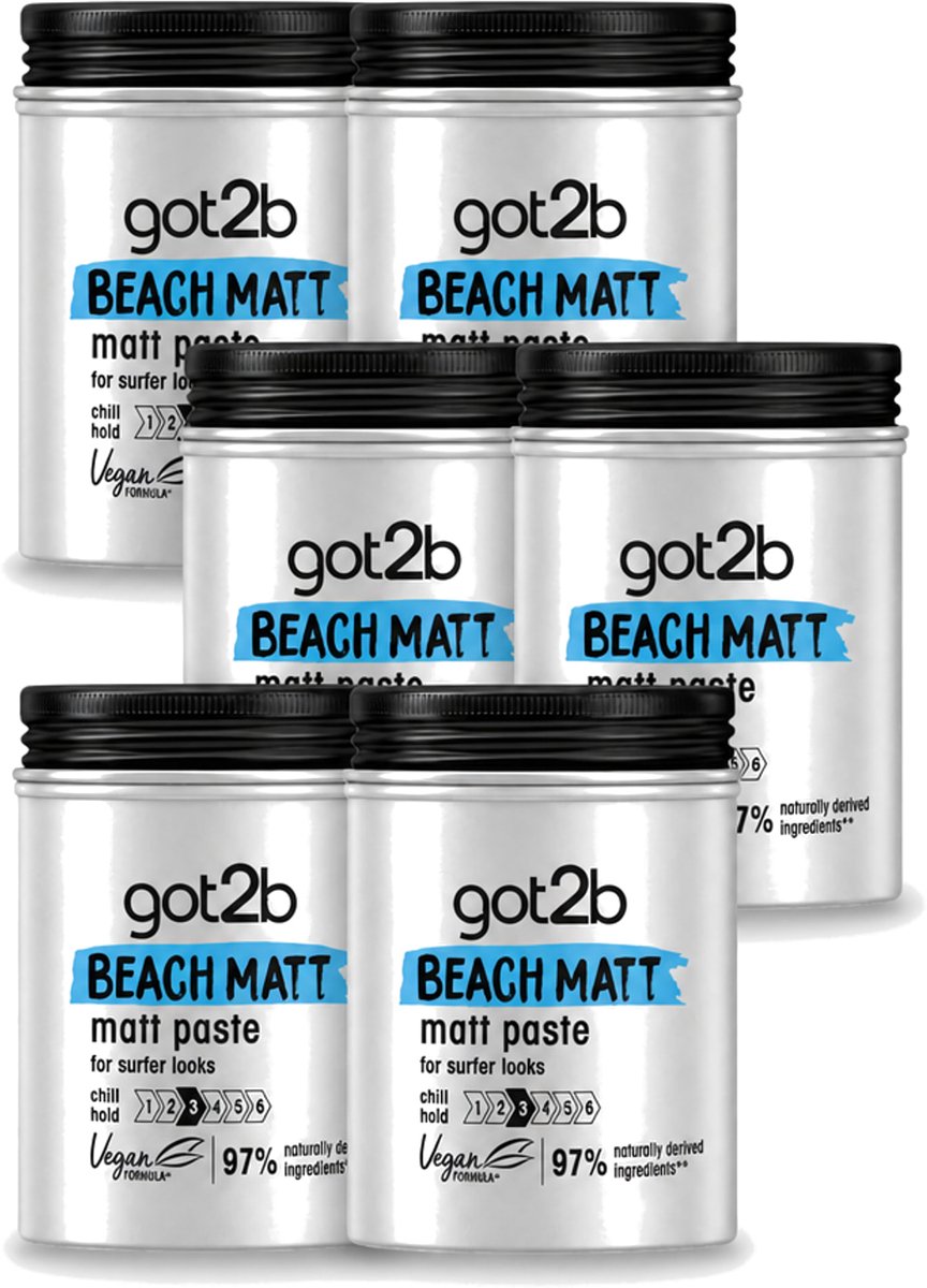 6 x Got2B - Styling Paste - Beach Matt - 100 ml - Voordeelverpakking - 6 stuks