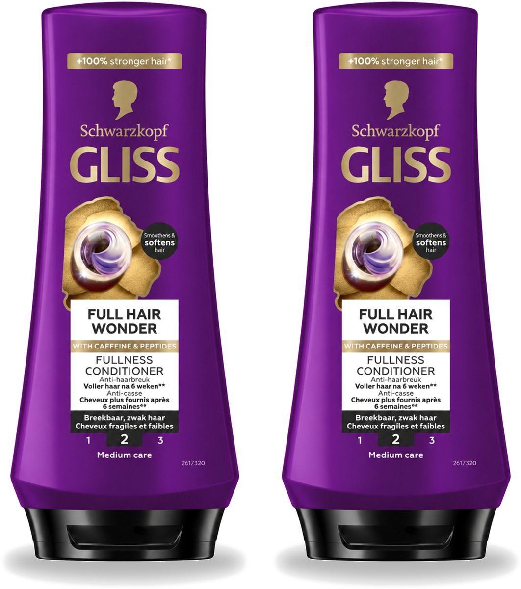 2 x Gliss Conditioner Full Hair Wonder - 200 ml - Voordeelverpakking - 2 stuks
