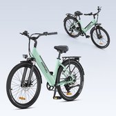 HillMiles MileCity 1 Elektrische Stadsfiets 26 inch, 250W, 36V 13Ah verwijderbare accu, actieradius tot 100km, 7 versnellingen, voorvering, schijfrem, Groen