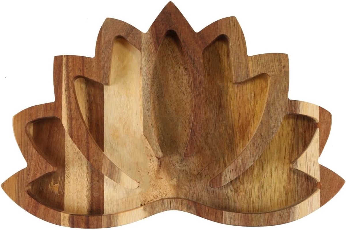 zalati Lotus Kristal Display Tray 27x17cm Houten Steenkom, Kristallen Houder voor Stenen Display Plank, Edelsteen Rotshouder Oplaadkom